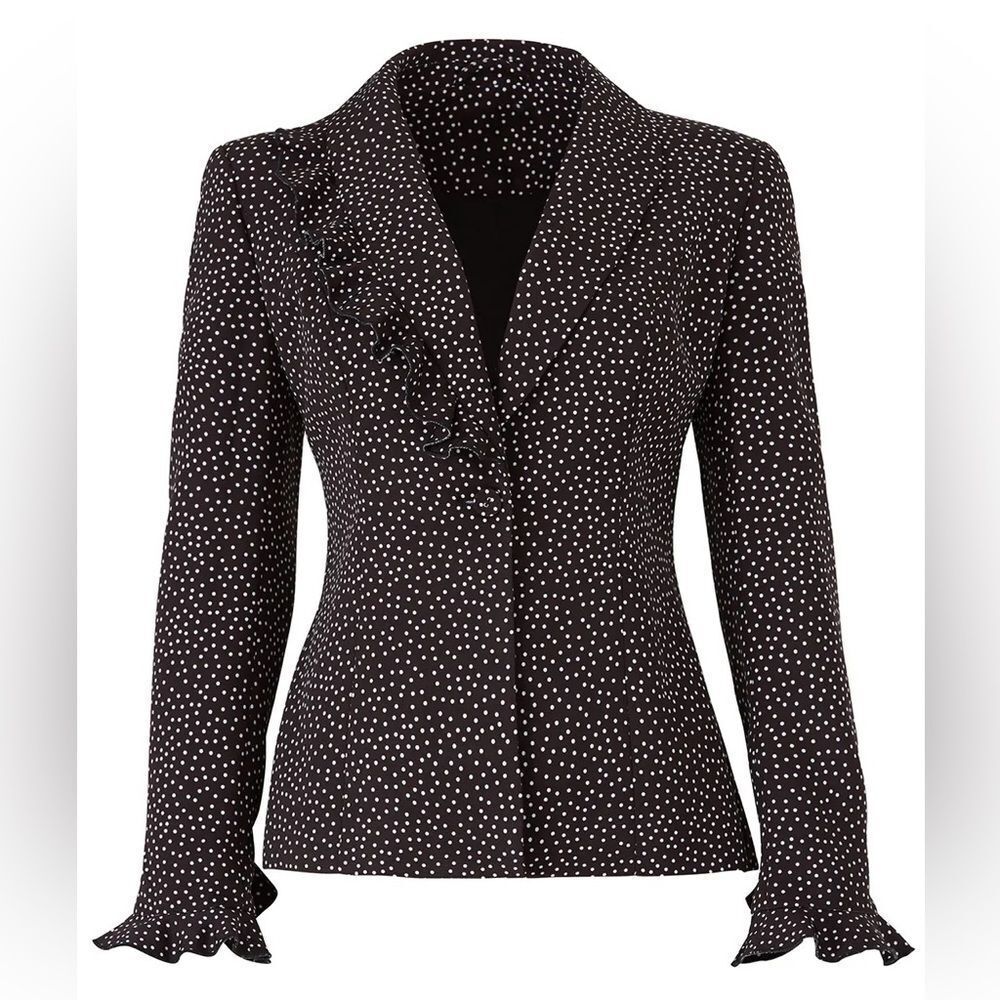 Polka Dot Ruffle Blazer